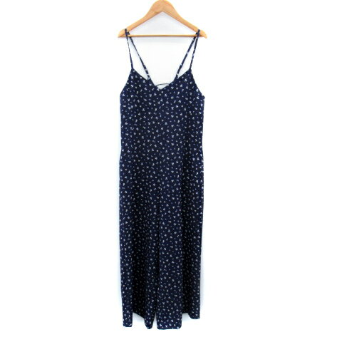 【中古】シンプリシテェ SIMPLICITE オールインワン コンビネゾン 花柄 ワイドパンツ ロング丈 Vネック 紺 ネイビー /SY6 ■MO レディース 【ベクトル 古着】 231025