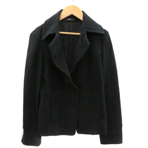 【中古】コムサ COMME CA Pコート ピーコート ショート丈 無地 ウール 黒 ブラック /YK7 ■MO レディース 【ベクトル 古着】 231019