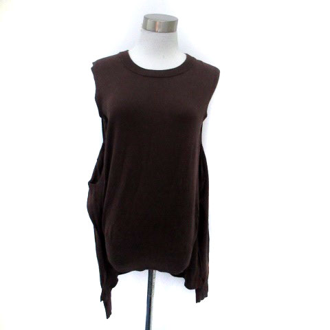 【中古】イェッカヴェッカ YECCA VECCA ニット カットソー クルーネック マルチway 長袖 ノースリーブ ..