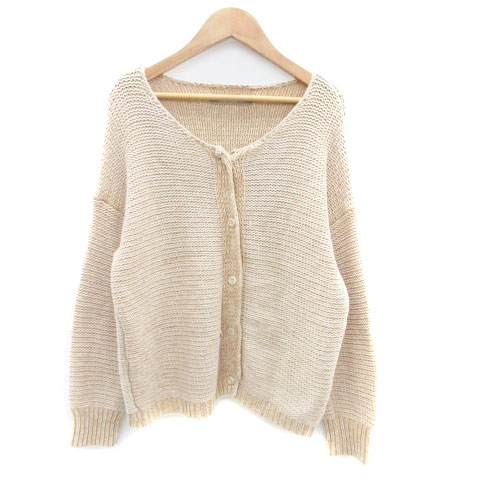 【中古】ユナイテッドアローズ A DAY IN THE LIFE UNITED ARROWS ニットカーディガン ラウンドネック ミドル丈 ベージュ /HO22 レディース 【ベクトル 古着】 231026