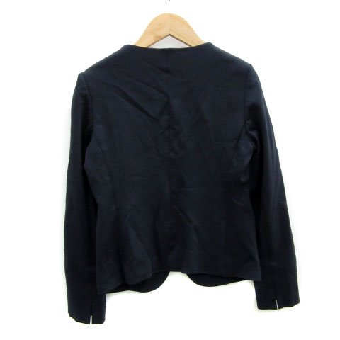 【中古】プラステ PLST ノーカラージャケット ミドル丈 総裏地 XS ネイビー 紺 /MS30 レディース 【ベクトル 古着】 231024