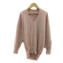 【中古】スローブ イエナ SLOBE IENA ニット カットソー 長袖 Vネック 無地 ピンク /YS14 レディース 【ベクトル 古着】 231107