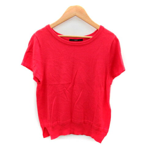 【中古】カスタネ Kastane ニット カットソー 半袖 ラウンドネック 無地 F 赤 レッド /SY15 レディース..