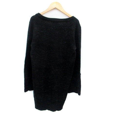 【中古】コムサイズム COMME CA ISM ニットチュニック ラウンドネック 長袖 ラメ ウール混 F 黒 ブラック /HO9 レディース 【ベクトル 古着】 231101