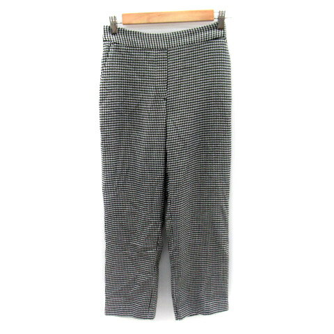【中古】ザラ ベーシック ZARA BASIC テーパードパンツ イージーパンツ アンクル丈 千鳥格子柄 XS 黒 ブラック 白 ホワイト /SY15 レディース 【ベクトル 古着】 231110