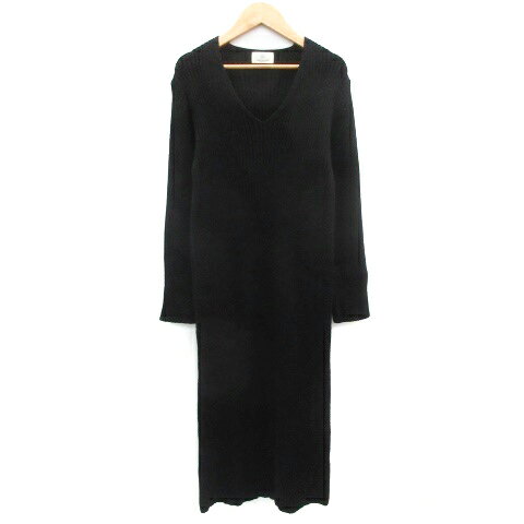 【中古】B&Y ユナイテッドアローズ BEAUTY&YOUTH ビューティー&ユース ニットワンピース ロング丈 長袖 Vネック ウール混 ブラック 黒 /YM16 レディース 【ベクトル 古着】 231120 【中古】B&Y ユナイテッドアローズ BEAUTY&YOUTH ビューティー&ユース ニットワンピース ロング丈 長袖 Vネック ウール混 ブラック 黒 /YM16 レディース 【ベクトル 古着】 231120