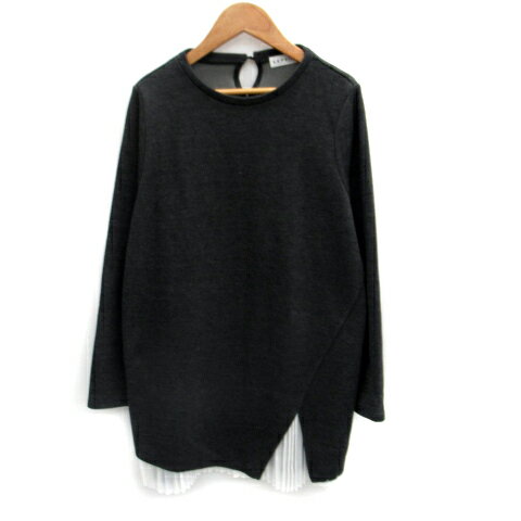 【中古】レプシィム ローリーズファーム LEPSIM LOWRYS FARM チュニック 長袖 ラウンドネック レイヤード風 プリーツ M グレー /SM12 ■MO レディース 【ベクトル 古着】 231117
