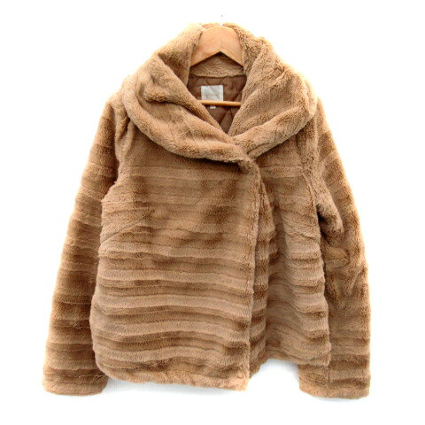 【中古】グローブ grove フェイクファーコート ショート丈 ショールカラー 無地 中綿 L 茶 ブラウン /SY10 レディース 【ベクトル 古着】 231116 【中古】グローブ grove フェイクファーコート ショート丈 ショールカラー 無地 中綿 L 茶 ブラウン /SY10 レディース 【ベクトル 古着】 231116