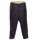 【中古】マウジー moussy テーパードパンツ アンクル丈 ストライプ柄 2 マルチカラー 紺 ネイビー /YK9 レディース 【ベクトル 古着】 23112...