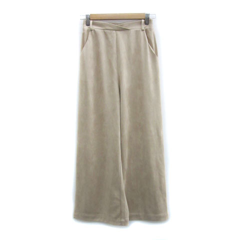 【中古】マニックマンデー Manic Monday ワイドパンツ アンクル丈 スエード調 F ベージュ /MS33 レディース 【ベクトル 古着】 231121