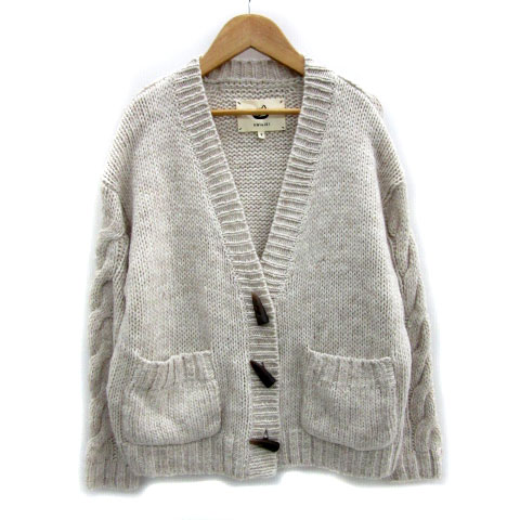 【中古】オニギリ ONIGIRI カーディガン ミドル丈 Vネック ウール混 9 ベージュ /MS29 レディース 【ベ..