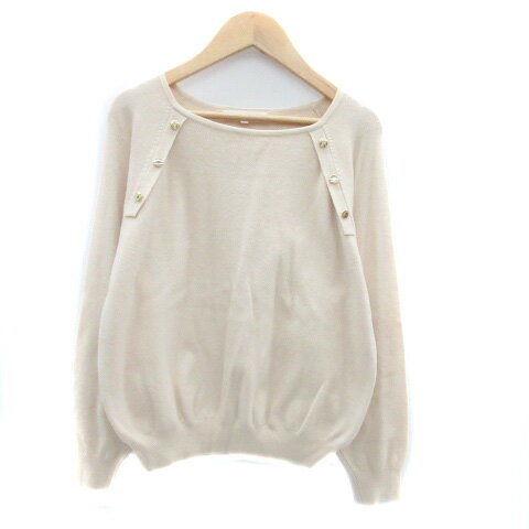 【中古】グローブ grove ニット カットソー 長袖 無地 M ベージュ /HO19 レディース 【ベクトル 古着】..