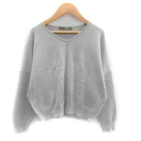 【中古】ユナイテッドアローズ A DAY IN THE LIFE UNITED ARROWS ニット カットソー 長袖 Vネック 無地 ライトグレー /SY23 レディース 【ベクトル 古着】 231222