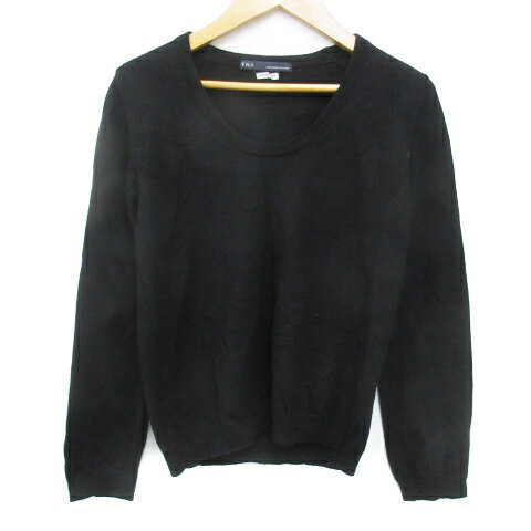 【中古】イエナ IENA ニット カットソー 長袖 Uネック ウール 無地 F 黒 ブラック /FF35 レディース 【..