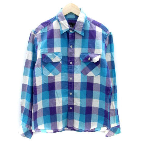 【中古】タケオキクチ ミクスパイス TK MIXPICE カジュアルシャツ 長袖 チェック柄 2 マルチカラー 紫 ..