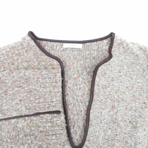 【中古】ジーナシス JEANASIS ニット セーター スリットネック 長袖 無地 オーバーサイズ F マルチカラー グレー /HO44 レディース 【ベクトル 古着】 231128