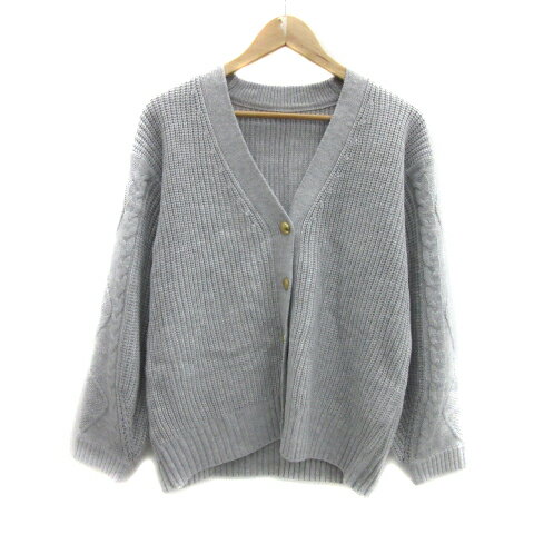【中古】ビス ViS ニットカーディガン Vネック 透かし編み オーバーサイズ F グレー /YS32 レディース 【ベクトル 古着】 231128 【中古】ビス ViS ニットカーディガン Vネック 透かし編み オーバーサイズ F グレー /YS32 レディース 【ベクトル 古着】 231128