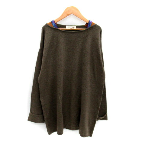 【中古】チチカカ titicaca ニットチュニック 長袖 ラウンドネック 無地 ロールアップ F 茶 ブラウン /SY32 レディース 【ベクトル 古着】 231129