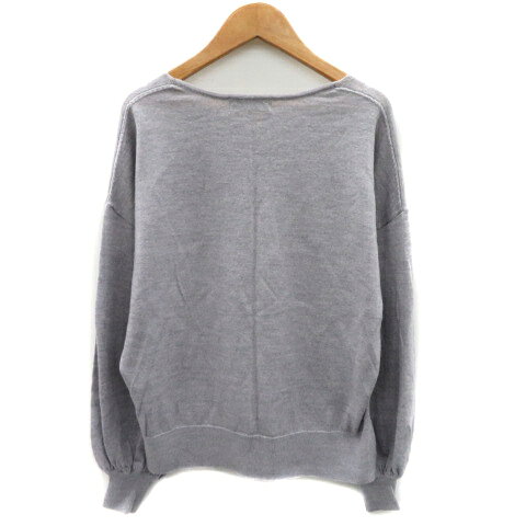 【中古】クリアインプレッション CLEAR IMPRESSION ニット カットソー 長袖 Vネック 無地 ウール 2 グレー /YK44 レディース 【ベクトル 古着】 231129