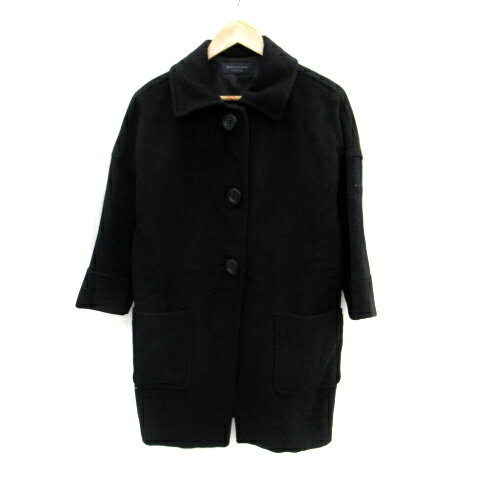 【中古】スピック&スパン Spick&Span ステンカラーコート ロング丈 ウール混 黒 ブラック /SM48 レディース 【ベクトル 古着】 231219