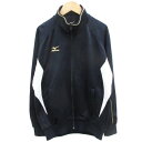 【中古】ミズノ MIZUNO スポーツウェア ジャージ スタンドカラージャケット ミドル丈 ジップアップ ライン 刺繍 S ネイビー 紺 /YM35 メンズ 【...