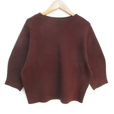 【中古】グリーンレーベルリラクシング ユナイテッドアローズ green label relaxing ニット カットソー 七分袖 ボートネック 無地 F 茶 ブラウン /FF47 レディース 【ベクトル 古着】 231211