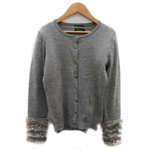 【中古】リッチミー Riccimie アンサンブルニット カーディガン ミドル丈 カットソー 半袖 ラウンドネック ファー付き 無地 ウール混 1 グレー /YK46 レディース 【ベクトル 古着】 231207 【中古】リッチミー Riccimie アンサンブルニット カーディガン ミドル丈 カットソー 半袖 ラウンドネック ファー付き 無地 ウール混 1 グレー /YK46 レディース 【ベクトル 古着】 231207