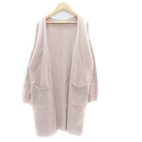 【中古】マウジー moussy ニットカーディガン 前開き ロング丈 F ピンク /HO31 レディース 【ベクトル 古着】 231214