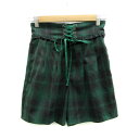 【中古】アクシーズファム axes femme キュロット ショートパンツ チェック柄 リボン M グリーン 緑 /MS32 レディース 【ベクトル 古着】 2...