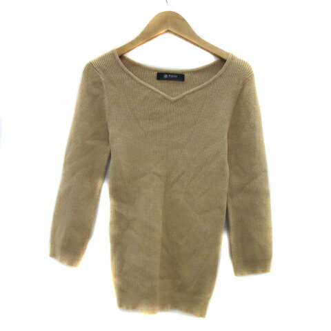 【中古】ナノユニバース nano universe nano BASE ナノベース リブニット カットソー 七分袖 Vネック ..