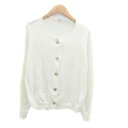 【中古】ナチュラルビューティーベーシック NATURAL BEAUTY BASIC ニットカーディガン ラウンドネック ミドル丈 M オフホワイト /HO15 レディース 【ベクトル 古着】 231228(4)