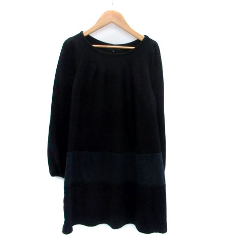 【中古】アンタイトル UNTITLED ワンピース ラウンドネック 長袖 ミニ丈 ウール 2 黒 ブラック 紺 ネイビー /HO9 レディース 【ベクトル 古着】 240109 【中古】アンタイトル UNTITLED ワンピース ラウンドネック 長袖 ミニ丈 ウール 2 黒 ブラック 紺 ネイビー /HO9 レディース 【ベクトル 古着】 240109