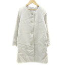 【中古】ナチュラルビューティーベーシック NATURAL BEAUTY BASIC ノーカラーコート スプリングコート ロング丈 M ベージュ /YM4 レディース 【ベクトル 古着】 240109(4)