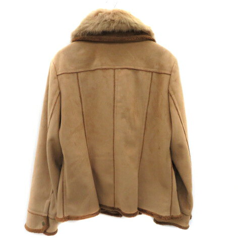 【中古】アドヴァンス advance フェイクムートンコート ショート丈 ステンカラー ファー付き オーバーサイズ 38 ベージュ /YK1 レディース 【ベクトル 古着】 240112