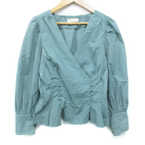 【中古】フリーズマート Free's Mart ブラウス カットソー 長袖 カシュクール 無地 FR 緑 グリーン /FF37 レディース 【ベクトル 古着】 240118