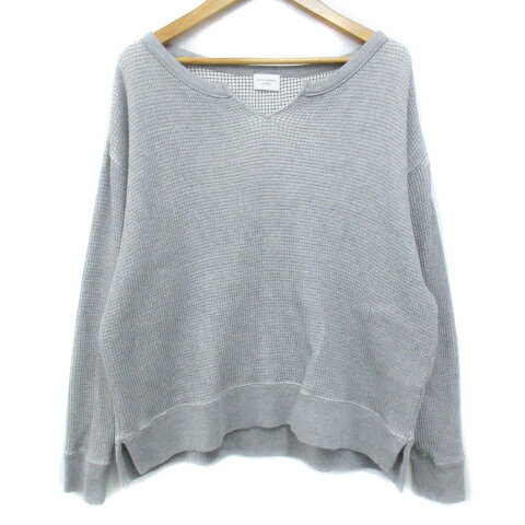 【中古】アーバンリサーチ ドアーズ URBAN RESEARCH DOORS ニット セーター ワッフル 長袖 スリットネック F 杢グレー /FF35 レディース 【ベクトル 古着】 240118