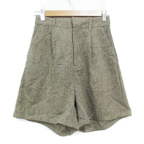 【中古】未使用品 アンブルネージュ Ambre Neige キュロット ショートパンツ 短パン 総柄 F 黒 ベージュ ブラック /FF50 レディース 【ベクトル 古着】 240123