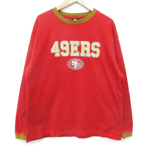 【中古】ニコアンド Niko and.. × NFL カットソー Tシャツ 長袖 ラウンドネック ロゴプリント M 赤 ベージュ レッド /FF30 メンズ 【ベクトル 古着】 240123 【中古】ニコアンド Niko and.. × NFL カットソー Tシャツ 長袖 ラウンドネック ロゴプリント M 赤 ベージュ レッド /FF30 メンズ 【ベクトル 古着】 240123