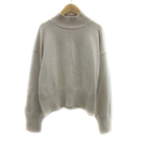 【中古】ローリーズファーム LOWRYS FARM ニット セーター 長袖 ボトルネック 無地 オーバーサイズ F ライトベージュ /YS27 レディース 【ベクトル 古着】 240116