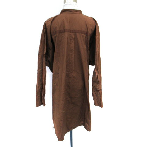 【中古】ユニクロ UNIQLO +j シャツワンピース ひざ丈 長袖 リボン M ブラウン 茶 /SM46 レディース 【ベクトル 古着】 240115