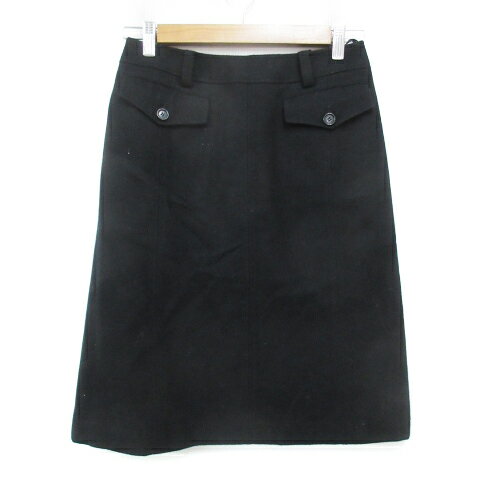 【中古】ラ・シャンブルドインエ LA CHAMBRE D`INE フレアスカート ミモレ丈 ウール 無地 38 黒 ブラック /FF48 レディース 【ベクトル 古着】 240116