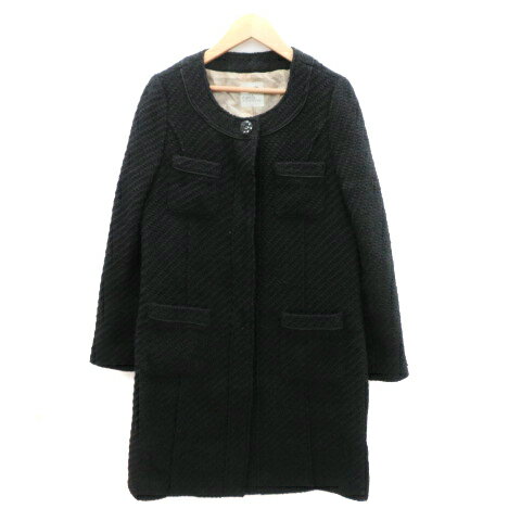 【中古】アースミュージック&エコロジー EARTH MUSIC & ECOLOGY ノーカラーコート ロング丈 無地 ウール S 黒 ブラック /YK20 レディース 【ベクトル 古着】 240125 【中古】アースミュージック&エコロジー EARTH MUSIC & ECOLOGY ノーカラーコート ロング丈 無地 ウール S 黒 ブラック /YK20 レディース 【ベクトル 古着】 240125