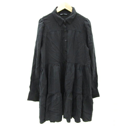 【中古】ザラ ZARA シャツワンピース ひざ丈 長袖 S ブラック 黒 /YM27 レディース 【ベクトル 古着】 240123 【中古】ザラ ZARA シャツワンピース ひざ丈 長袖 S ブラック 黒 /YM27 レディース 【ベクトル 古着】 240123