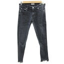 【中古】アングリッド UNGRID デニムパンツ ジーンズ スキニーパンツ アンクル丈 カットオフ ウォッシュ加工 24 ブラック 黒 /YM9 レディース 【ベクトル 古着】 240125(4)