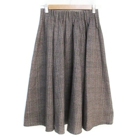 【中古】アンディコール un dix cors フレアスカート ミモレ丈 グレンチェック柄 マルチカラー F 茶 黒 ブラウン ブラック /FF47 レディース 【ベクトル 古着】 240130(4)