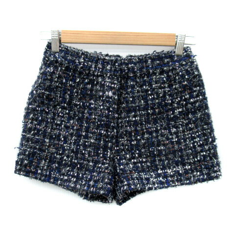【中古】ダズリン dazzlin ショートパンツ 短パン ツイード マルチカラー ウール混 S 紺 ネイビー 黒 ブラック /SY31 レディース 【ベクトル 古着】 240207
