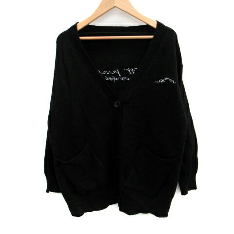 【中古】ビフレスト Bifrost ニットカーディガン ミドル丈 Vネック 刺繍 黒 ブラック /SM6 レディース 【ベクトル 古着】 240130