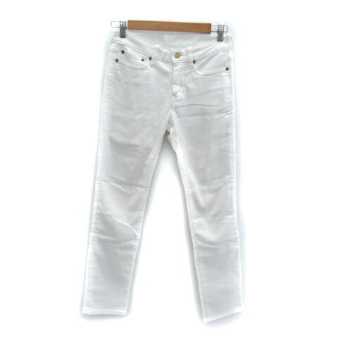 【中古】プラステ PLST カラーデニム ジーンズ スリム ロング丈 無地 25 白 ホワイト /SY34 レディース 【ベクトル 古着】 240202