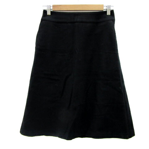【中古】B&Y ユナイテッドアローズ BEAUTY&YOUTH ビューティー&ユース フレアスカート ミモレ丈 無地 ウール M 黒 ブラック /YS12 レディース 【ベクトル 古着】 240205