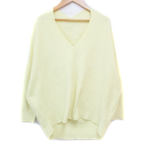 【中古】ルーニィ LOUNIE ニット カットソー 長袖 ドルマンスリーブ Vネック 無地 F 黄色 イエロー /FF..
